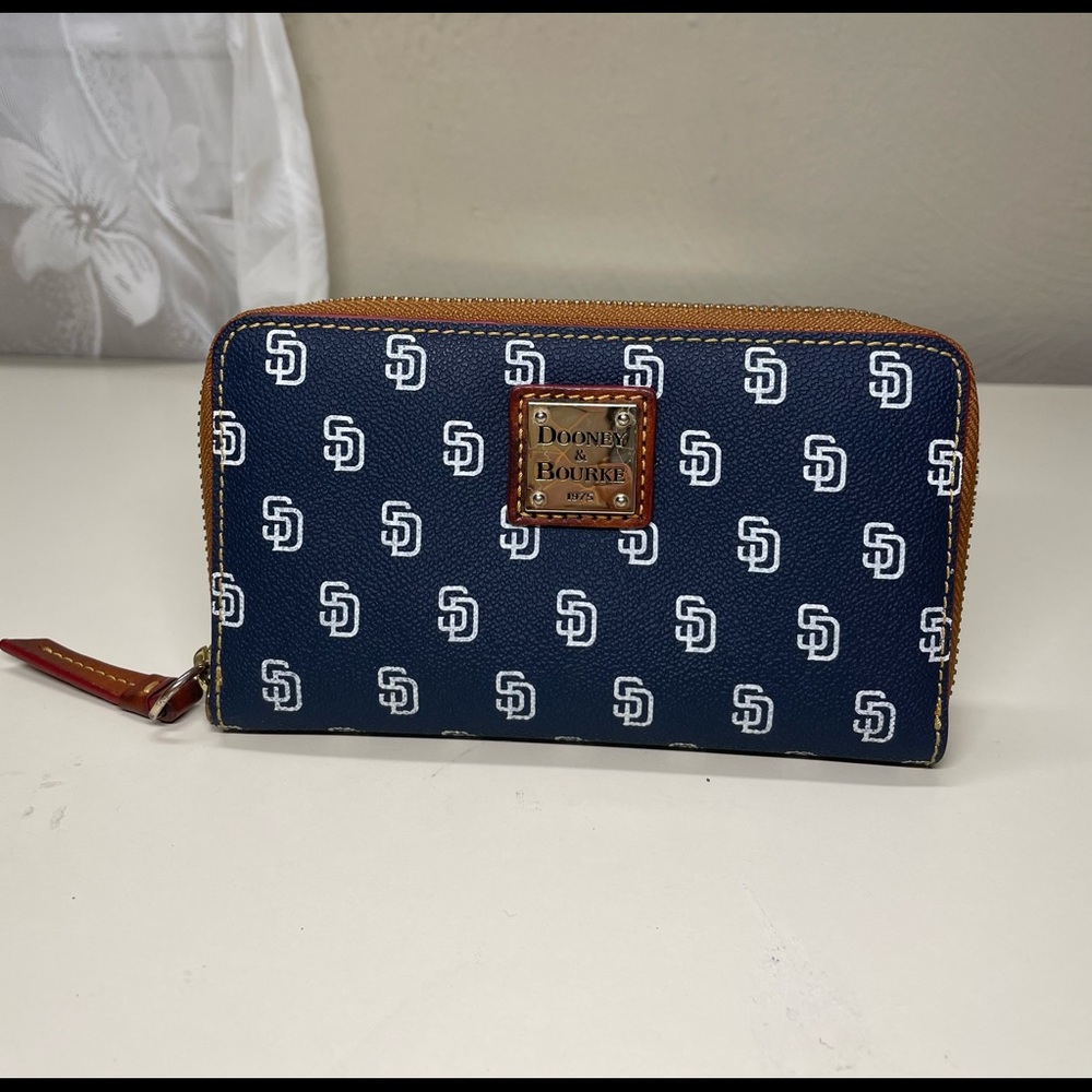 Dooney Bourke Zip Around Blue Leather Wallet
